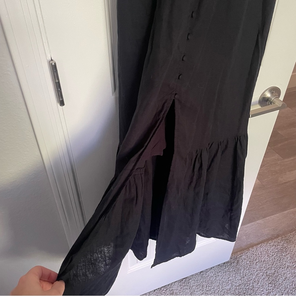 Abercrombie Maxi Linen Blend Dress in Black - Picture 5 of 6